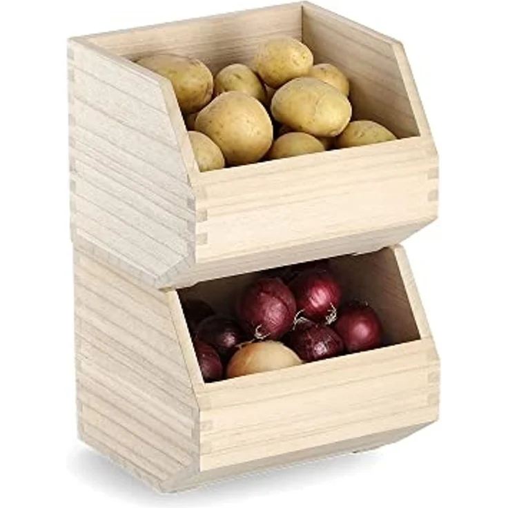 Zeller Present Aufbewahrungskorb Stapelkiste, Holz – Bild 5