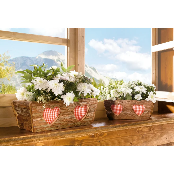 Pflanzkasten Rinde 2er Set Pflanzschale Pflanzkorb Blumentopf Pflanztopf – Bild 2