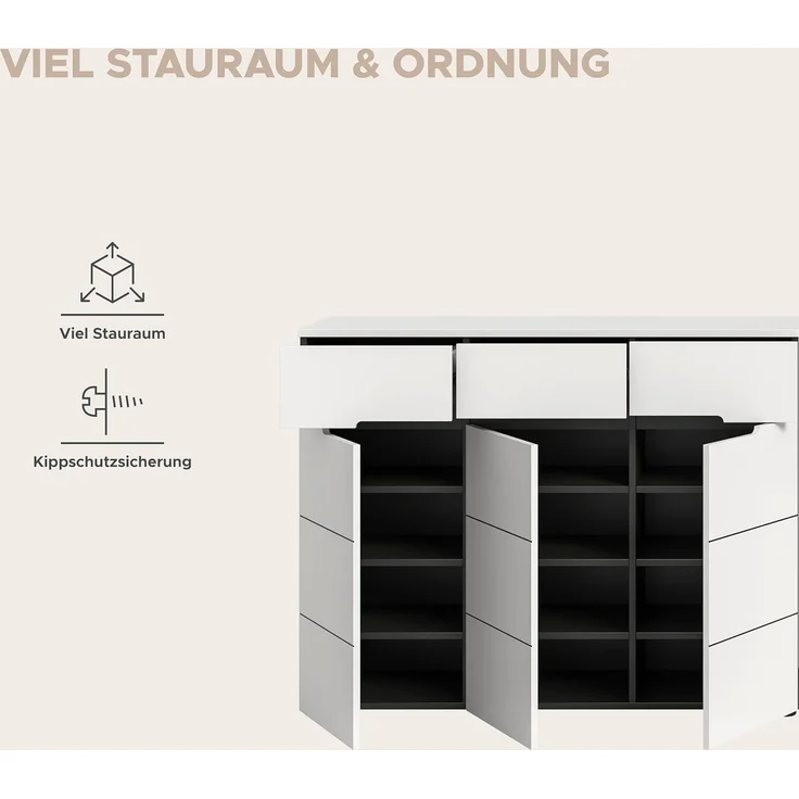Schuhkommode (B/H/T: 120x94x37 cm) in weiß Nachbildung – Bild 6