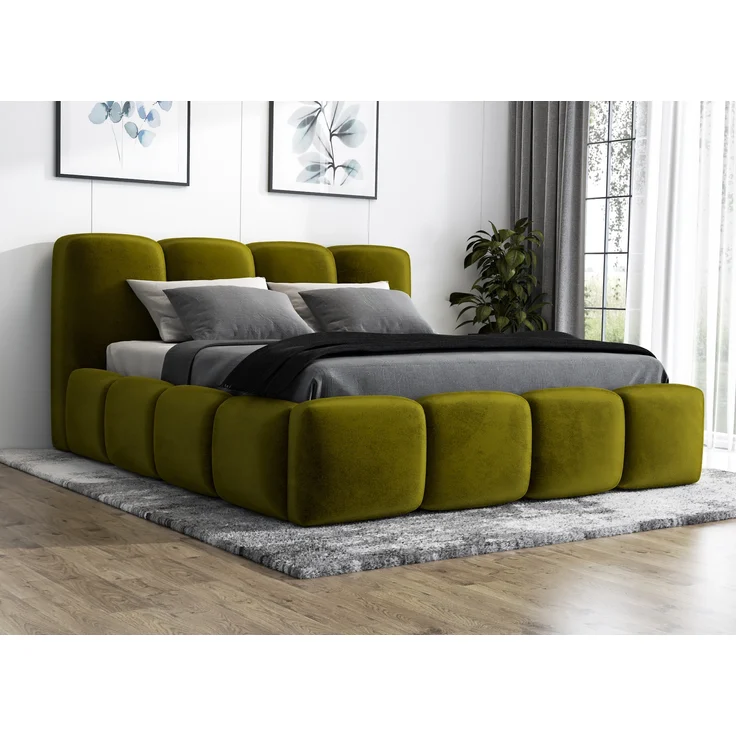 Polsterbett DONA 120x200 ohne Matratze mit Bettkasten und Lattenrost. Farbe: Olive 9 – Bild 1
