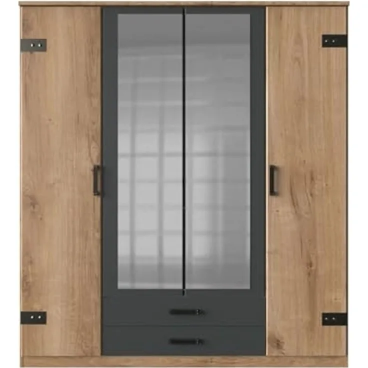 Kleiderschrank CORK Plankeneiche graphit industrial 180 cm
