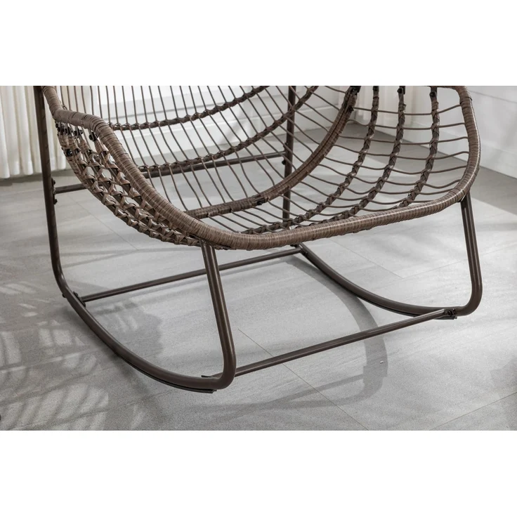 Breiter Rattan-Schaukelstuhl mit 15 cm dickem Kissen, stabilem Stahlrahmen & abnehmbarem Bezug für Garten & Balkon,Grün – Bild 9