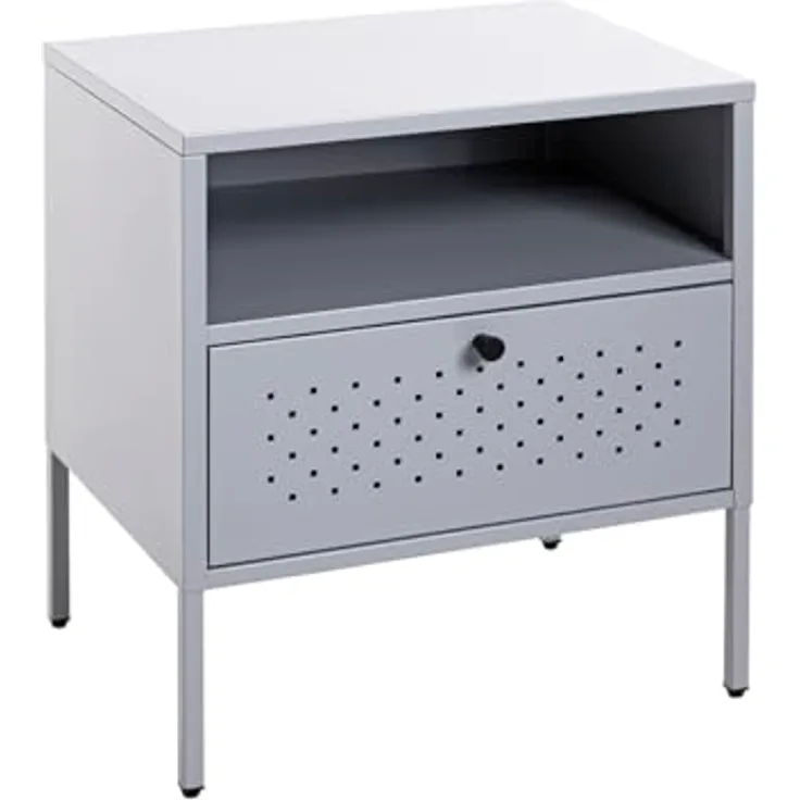 XXXL Nachtschrank, Grau, Metall, 1 Schublade, 45x50x35 cm, Typenauswahl für Schlafzimmer