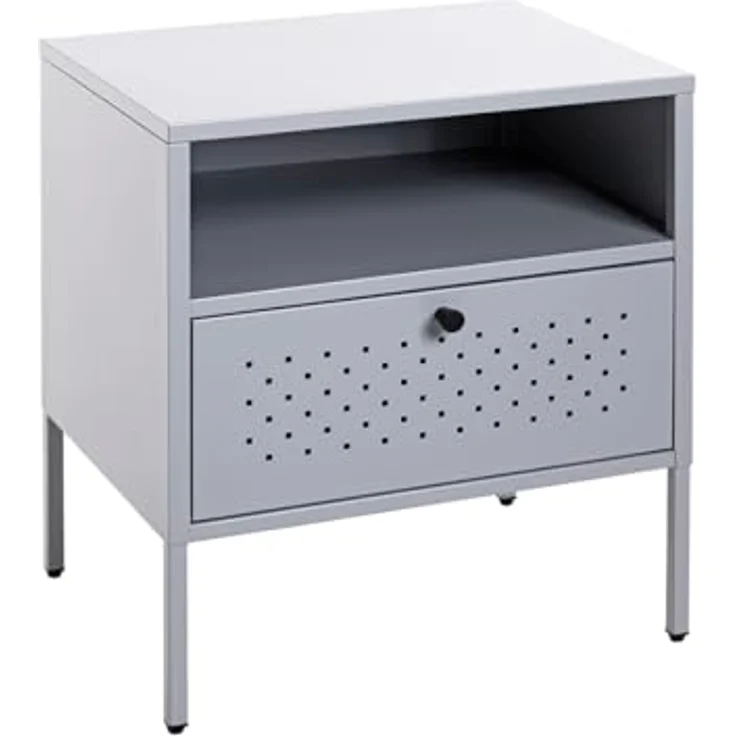 XXXL Nachtschrank, Grau, Metall, 1 Schublade, 45x50x35 cm, Typenauswahl für Schlafzimmer – Bild 1