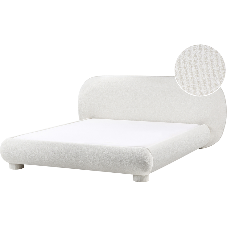 Bett mit Lattenrost Bouclé BAYEL 160x200 cm Cremeweiß