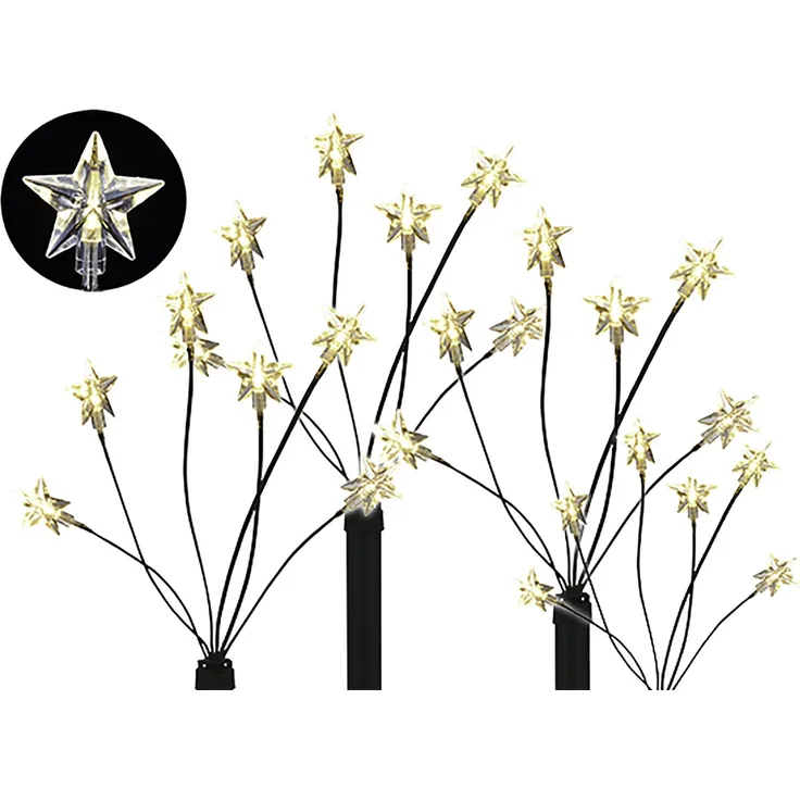 4er Set LED-Gartenleuchtstäbe mit 24 Sternen Batteriebetrieben