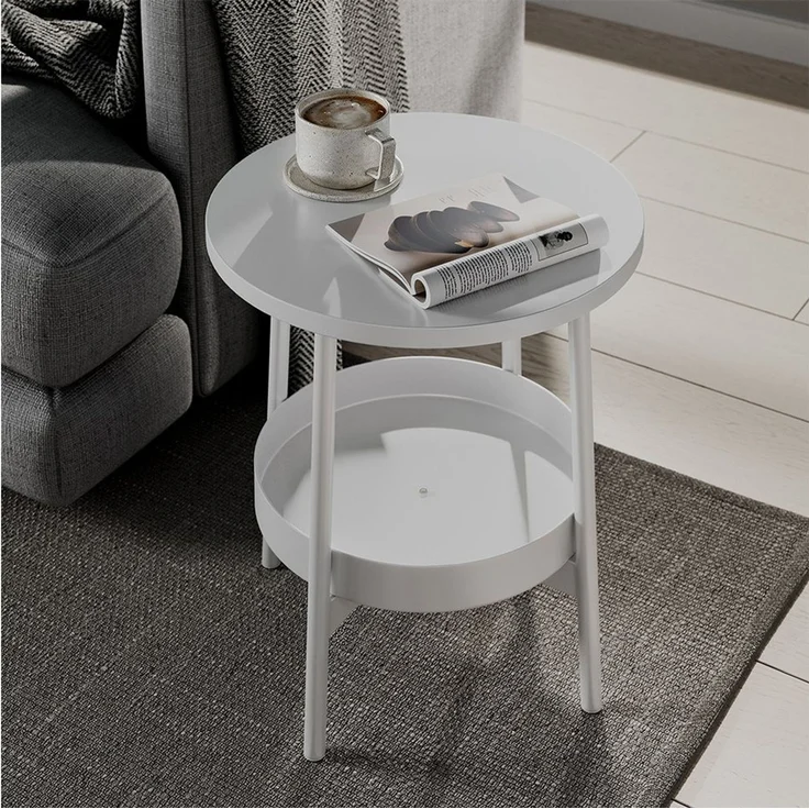 Vicco Couchtisch Riono, Weiß, 40 x 40 cm mit zusätzlicher Ablagefläche (1-St) – Bild 3