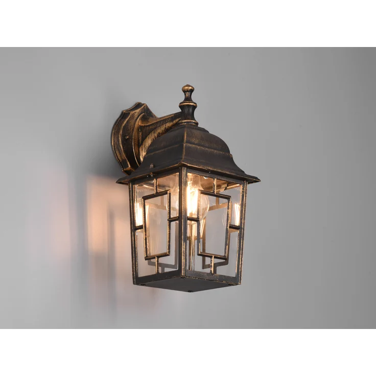 Antike LED Außenwandleuchte Laterne hängend Rostoptik, Höhe 30cm – Bild 1