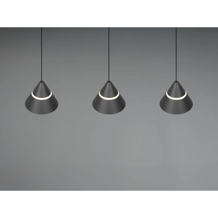 LED Pendelleuchte ROMEO höhenverstellbar, 3-flammig Schwarz, Breite 55cm – Bild 8