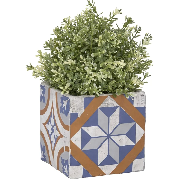 esschert design Blumentopf, Blumentopf Portugiesische Kacheln Beton 13,5x13,5xH13cm – Bild 1