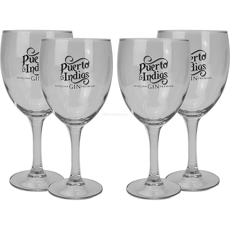 Puerto de Indias Glas - 4x Glas / 4er Set - Gläser von Puerto de Indias Gin mit der Aufschrift : Sevillian Gin Premium