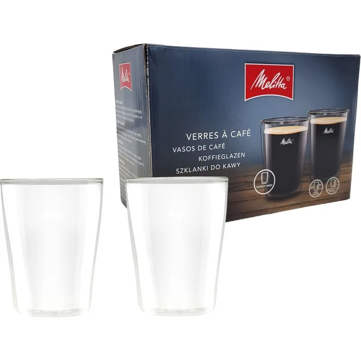 Melitta® Doppelwandige Gläser 2er-Set 200ml aus Borosilikatglas Kaffeetassen Thermogläser Teegläser Kaffeegläser Latte Macchiato Cappuccino