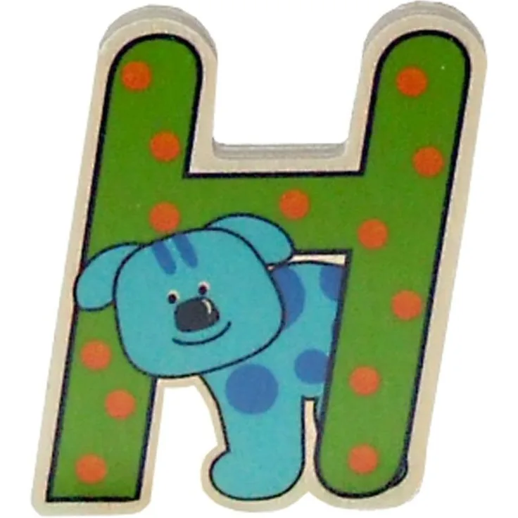 Hess Holzspielzeug 0044H - Buchstabe aus Holz, mit buntem Tiermotiv passend zum Konsonant H, ca. 5x6 cm groß, handgefertigt, als Dekoration für´s Kinderzimmer