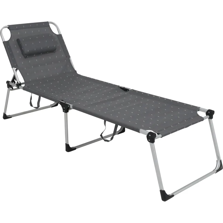 greemotion XXL Liege Lucca, klappbar, 5-fach verstellbare Rückenlehne, ergonomisch, Aluminium, wetterfest, leicht, Textilene, grau
