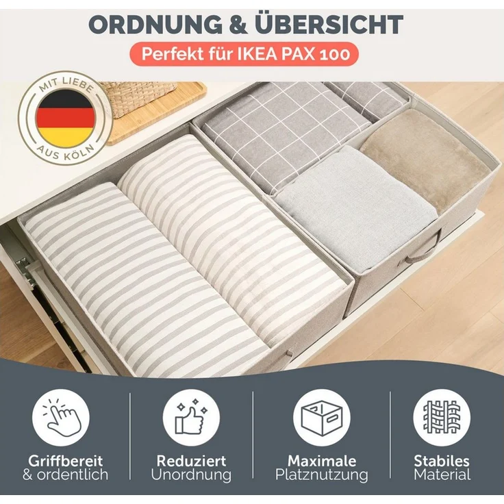 Blumtal Faltbox HEMNES, MALM, PAX Organizer Ordnungssystem Kleiderschrank (2 St), Faltboxen für BHs, T-Shirts - Boxen für Schrank – Bild 2