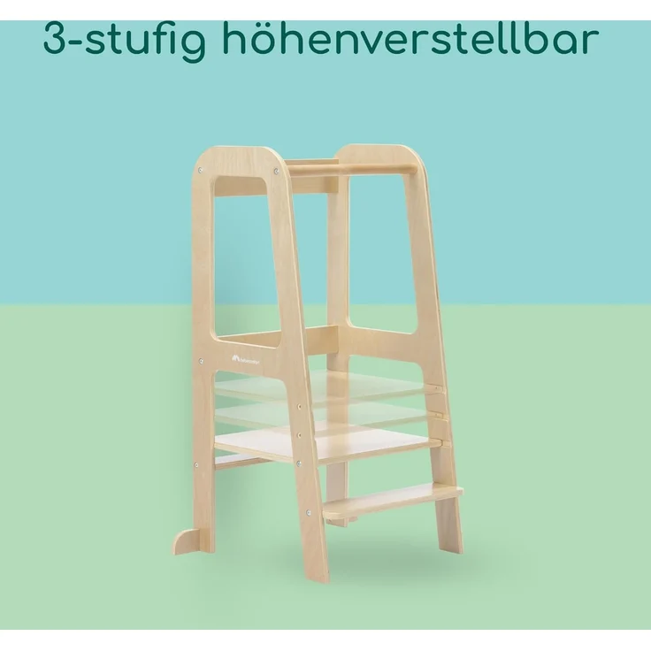 Bebeconfort Hoya, Montessori Lernturm Kinder, 1,5–6 Jahre (10–30 kg), 3-Stufig Höhenverstellbar, Sicherheitszertifikat, 6,2 kg Leichter Tritthocker Kinder, Langlebiges Design, Natural Wood – Bild 3