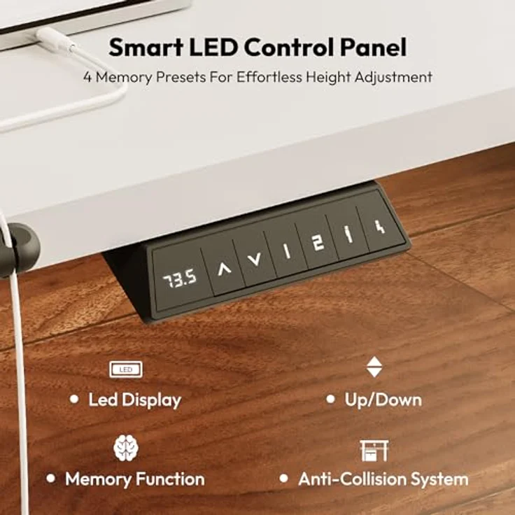 SANODESK Höhenverstellbarer Schreibtisch 140x60 cm Schreibtisch Höhenverstellbar Elektrisch Ergonomischer Steh-Sitz Tisch Computertisch für Heimbüro Homeoffice(weiß) – Bild 9