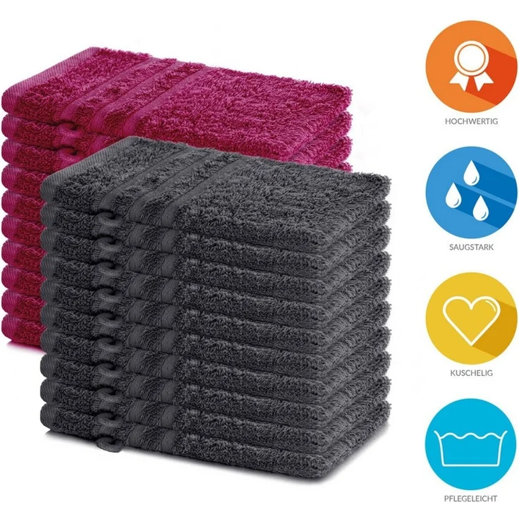 Lavea Waschhandschuh 20er Set Waschhandschuhe, 15 x 21 cm, Elena-Frottierserie, Waschlappen, (20-St), 500 g/m² Frottier, weich & saugstark, pflegeleicht – Bild 2