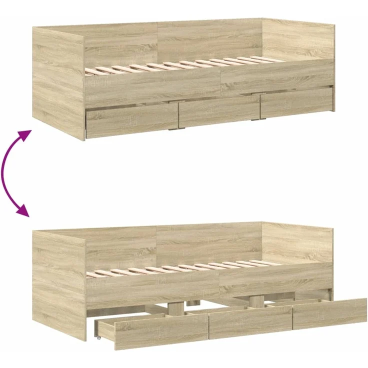 vidaXL Tagesbett mit Schubladen ohne Matratze Sonoma-Eiche 90x190 cm 3280827 – Bild 8