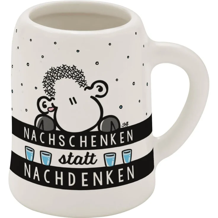 Schnapskrug Schnapsglas Stamper Keramik Sheepworld NACHSCHENKEN 73855 – Bild 1