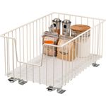 Schrank-Korbauszug 30 cm Breite, Boden-Teleskopschublade mit Einlegeboden, Küchenschublade, cremeweiß