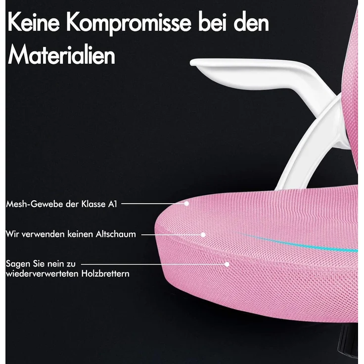 ALFORDSON Bürostuhl Rosa Kopfstütze Lordosenstütze Mesh-Rückenlehne – Bild 4