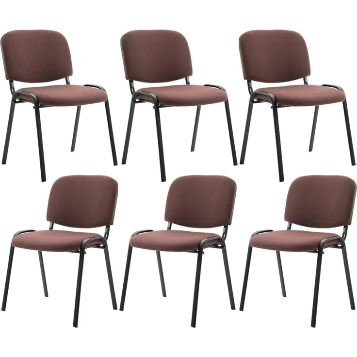 CLP 6er Set Besucherstuhl Ken Stoff stapelbar und mit robustem Metallgestell,braun