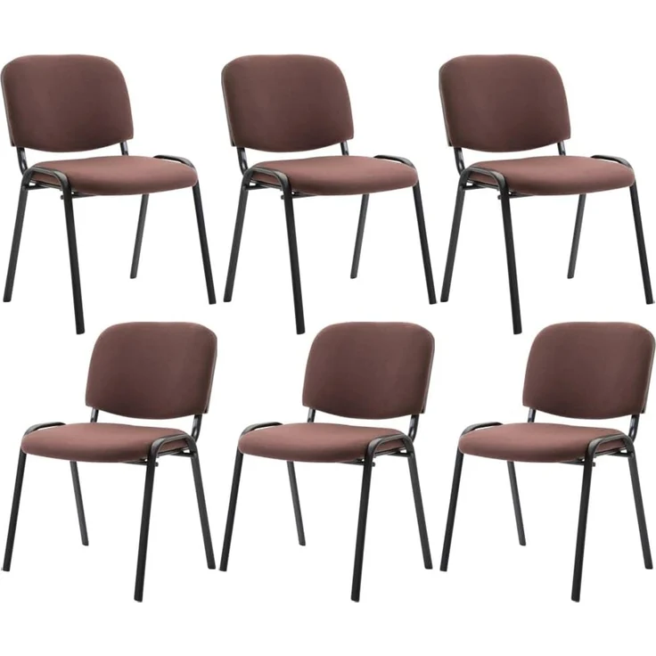 CLP 6er Set Besucherstuhl Ken Stoff stapelbar und mit robustem Metallgestell,braun