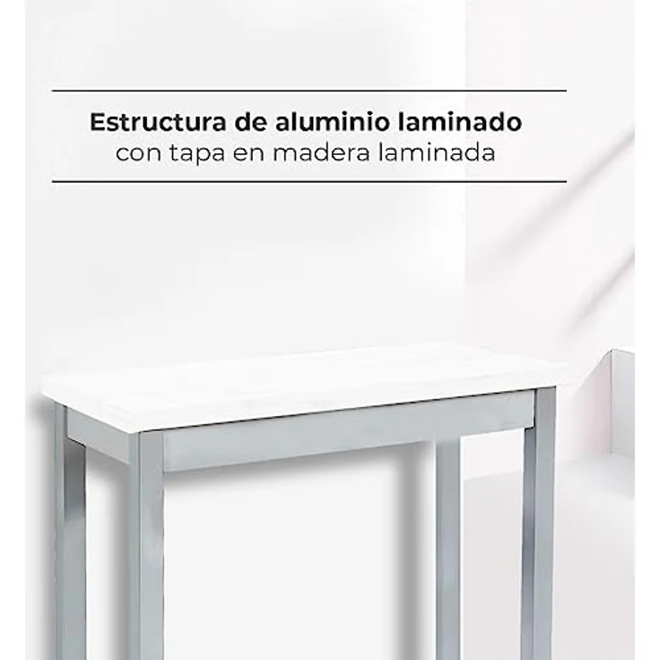 ASTIMESA Küchentisch im Buchstil ohne Schublade und Platte aus laminiertem Holz, weiß, 80 x 40 cm a 80 x 80 cm – Bild 4