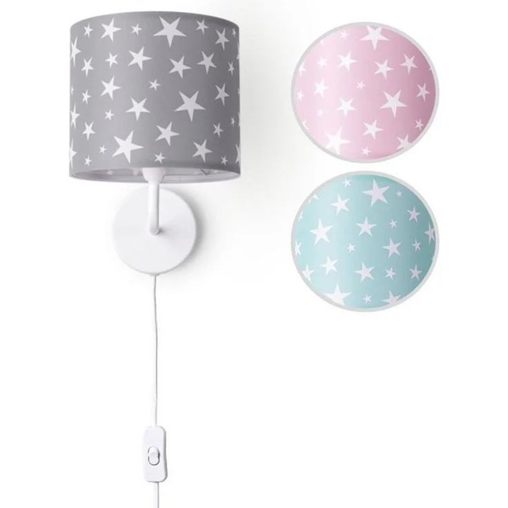 Paco Home Wandleuchte Capri 315, ohne Leuchtmittel, Lampe Kinderzimmer Babyzimmer âˆ…18cm Sterne Kabellänge 3m E14 – Bild 4