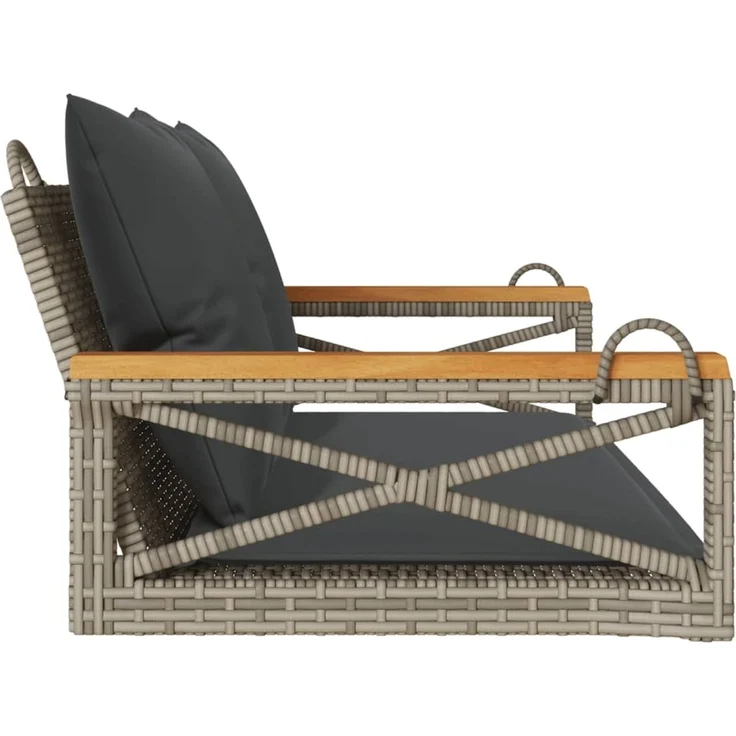 vidaXL Hängebank mit Kissen Grau 109x62x40 cm Poly Rattan 368156 – Bild 5