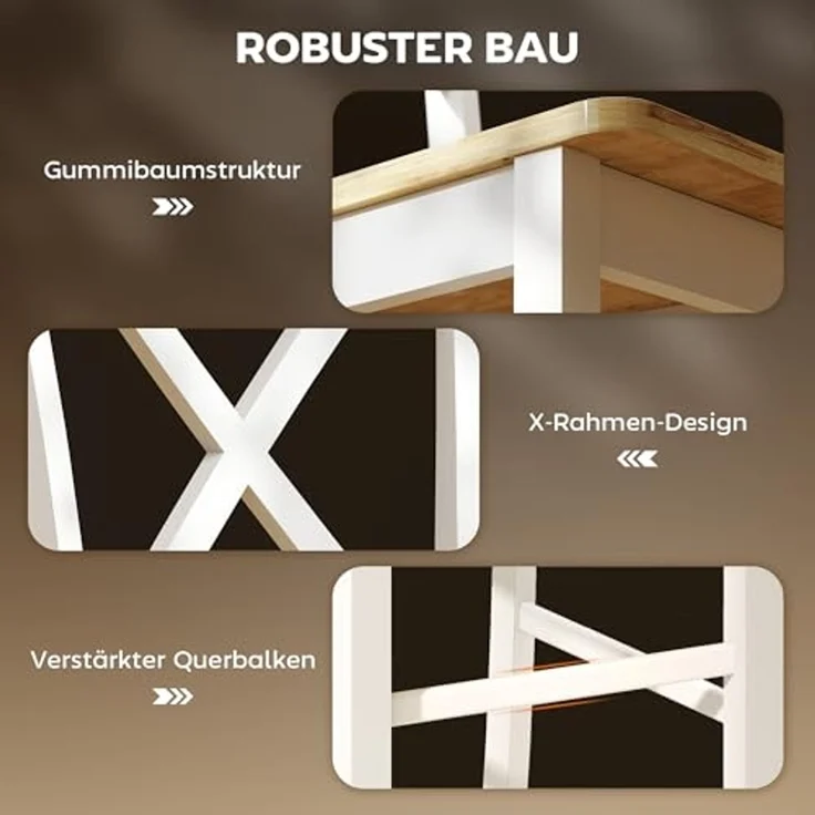 HOMCOM Barhocker mit Rückenlehne und Fußstütze (Küchenstühle, 2 St, Modern Tresenhocker), für Küche, Wohnzimmer, Esszimmer Eiche – Bild 5