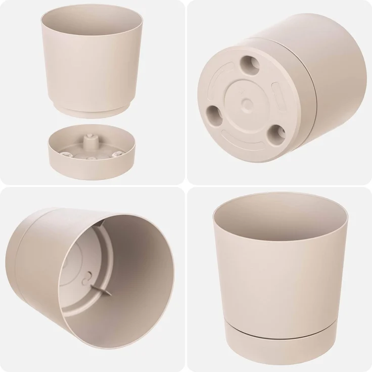 KADAX Blumentopf mit Untersetzer AURA 200 recycelt - beige 2er-Pack – Bild 9