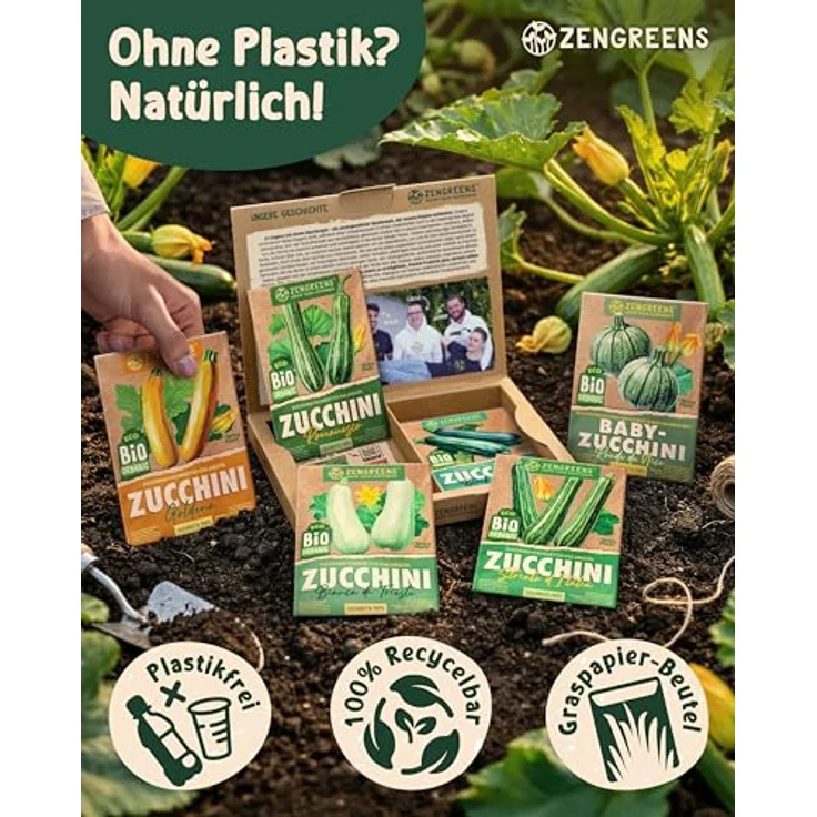 ZenGreens® - Bio Zucchinisamen im 6er Set - 6 Zucchini Samen für den einfachen Anbau im Garten, Balkon oder Hochbeet - Pflanzensamen - Saatgut – Bild 5
