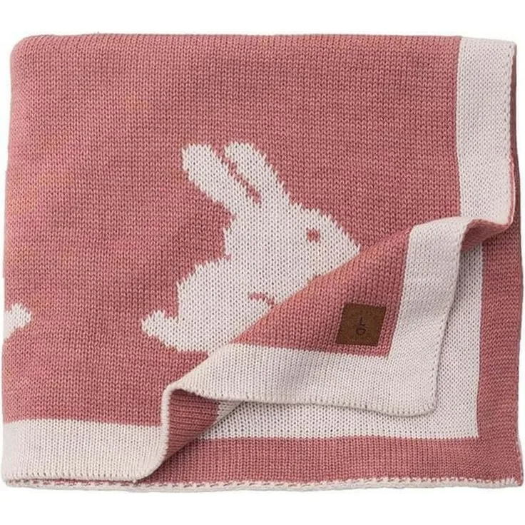 Babydecke Baby Strickdecke, Babydecke, Weich & Atmungsaktiv, 80x100cm Rosa Hasen, Little Dedi