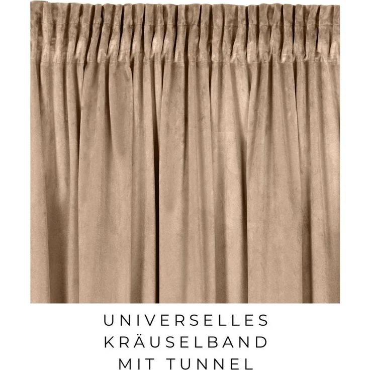 Eurofirany Vorhang VELVET (2 St), Kräuselband, blickdicht, Samt, 2er-Set Vorhang aus Velvet, mit mittlerem Verdunkelungsgrad, Tunnelzug – Bild 4
