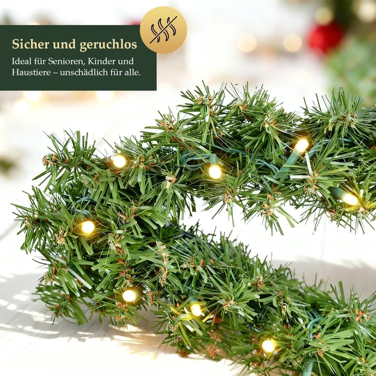 SALCAR 40 cm PVC Weihnachtsstern mit 200 grünen Zweigen und warmweißem LED Lichterkette – hochwertige Weihnachtsdekoration für Innen und Außen, mit Batteriefach und Timer – Bild 3