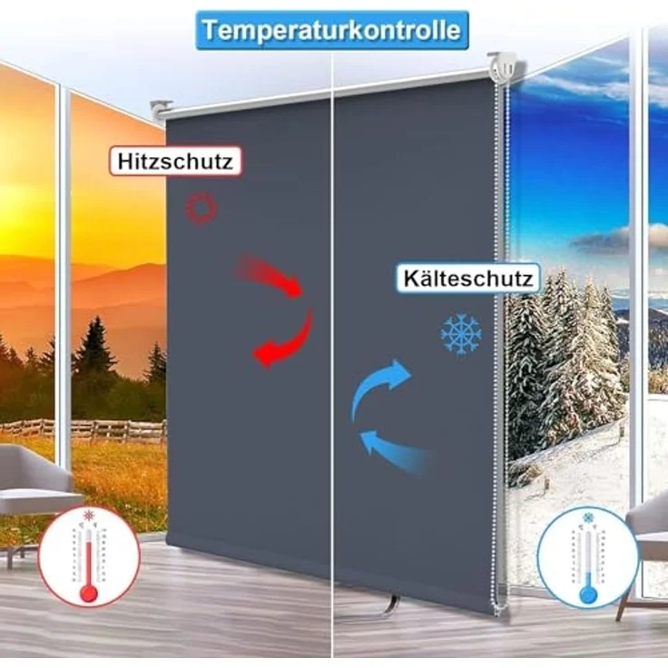 Homland Klemmfix Rollo Verdunkelung Thermorollo ohne Bohren Dunkelblau 60x170 cm (BxH), Verdunklungsrollo Wandmontage & Deckenmontag, Sichtschutz & Sonnenschutz für Fenster und Tür – Bild 2
