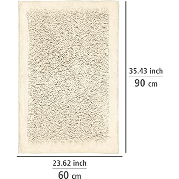 WENKO Badematte Sidyma Beige, 100% Bio-Baumwolle, rutschhemmend, 60 x 90 cm – Bild 2