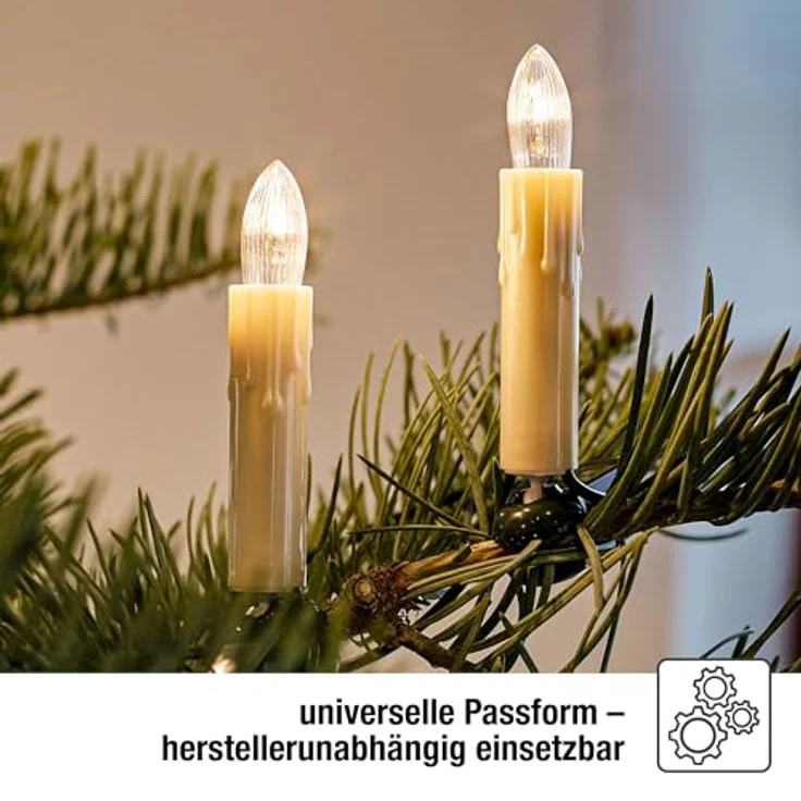 hellum Ersatz-Kerzen für Schwibbogen, 25 Stück 8V 3W Riffelkerze für Weihnachtsbaum Kerzen Lichterketten innen mit 30 Brennstellen, Birnen für Lichterbogen E10/ 8V/ 3W/ 22 Lumen 911114 – Bild 8