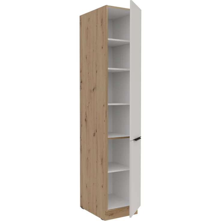 Küchen Hochschrank 40 cm SOLANO Kaschmir beige + Eiche Artisan matt Küchenzeile Küchenblock Küche – Bild 2