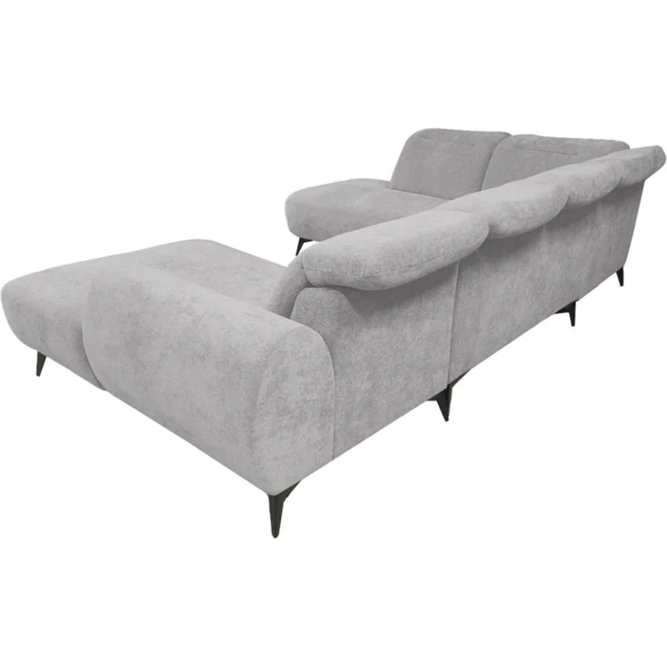 Wohnlandschaft Sofa U-Form ALETTE in Stoff Doha Grau Lange Schenkel Links – Bild 3