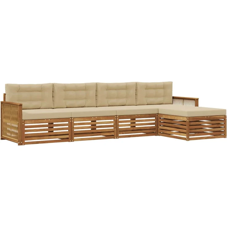 vidaXL Outdoor-Sofagarnitur 5 stk. 4-Sitzer Natur und Beige 3383241 – Bild 2