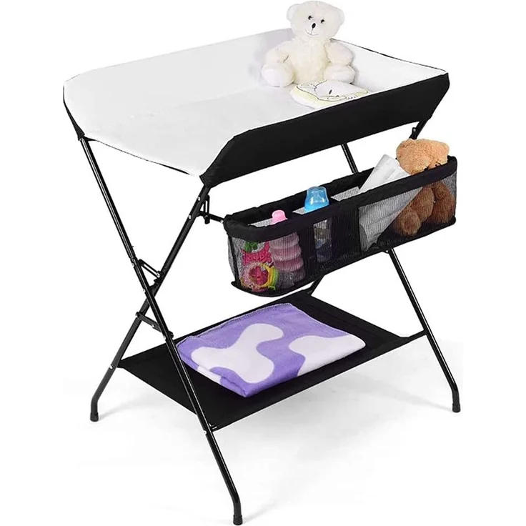 mobiler Wickeltisch- höhenverstellbare Wickelkommode für Unterwegs, Klappwickeltisch mit Rollen und Stauraum, für Babys und Kleinkinder – Bild 1