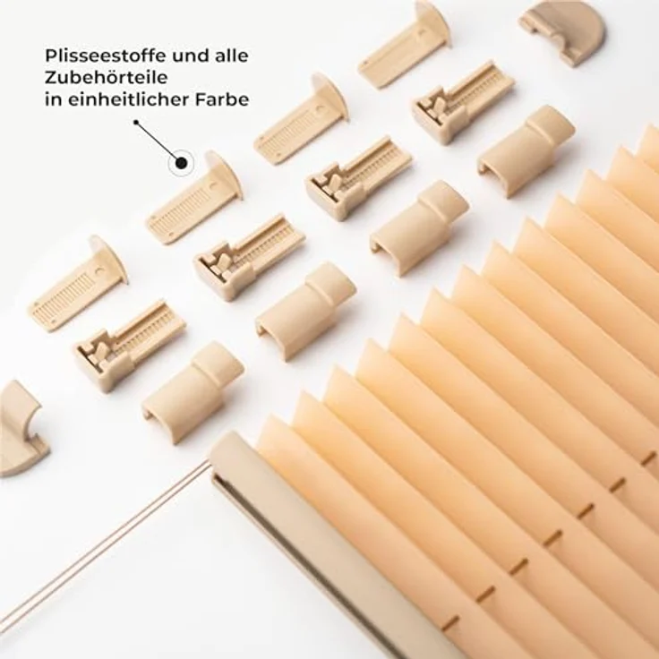 Sonello Plissee Klemmfix ohne Bohren 75cm x 220cm Beige Faltrollo Plisseerollo Jalousie für Tür & Fenster Blickdicht Sichtschutz Sonnenschutz Fertifplissee Rollo – Bild 4