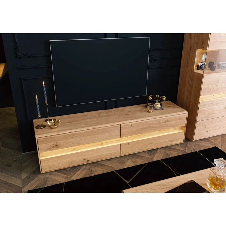 TV-Board Wildeiche inkl. LED 184x43,5x47,5 natur geölt CARDIFF #141 – Bild 2