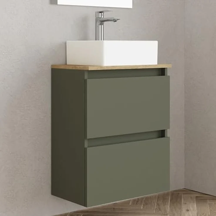 Baikal Maia Badezimmermöbel-Set, kleines Waschbecken aus Keramik und Spiegel mit LED-Licht, hängender Wandschrank, Verschiedene Ausführungen und Maße, montiertes Möbelstück. – Bild 3