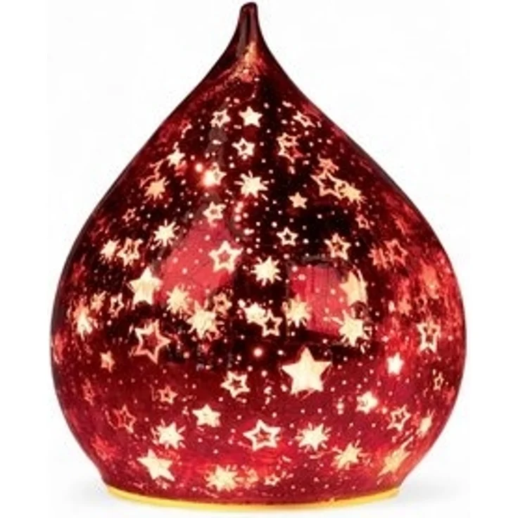 formano LED Deko Farbglas Tropfen Sterne Rot 16 cm Glasleuchte in Crackle-Optik + Timer (6h an/18h aus), Batteriebetrieben. – Stimmungslicht für Winter & Weihnachten – Dekoleuchte für gemütliches Zuhause – Bild 6