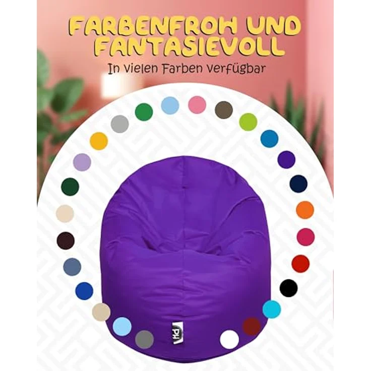 PATCH HOME 2-in-1 Sitzsack Sessel - Gaming Bean Bag mit Reißverschluss - Bereits befüllt, Ergonomisch & Robust für Kinder & Erwachsene - Indoor & Outdoor, Wetterfest (Lila, 155cm) – Bild 9