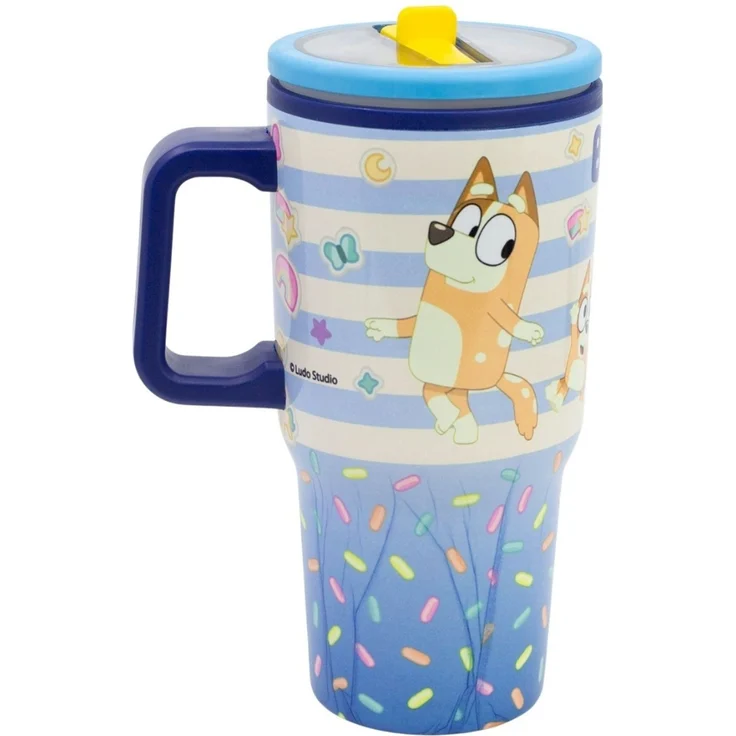 Bluey Thermobecher 640 ml Edelstahl doppelwandiger Trinkbecher mit Trinkhalm – Bild 1